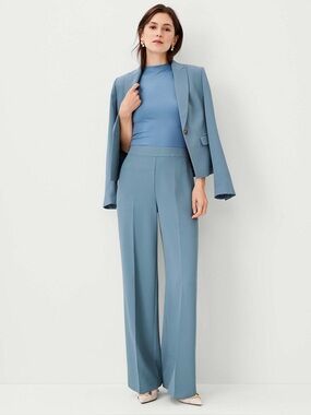 Ann Taylor Blazer & High Rise Wide Leg Pant In Fluid Crepe